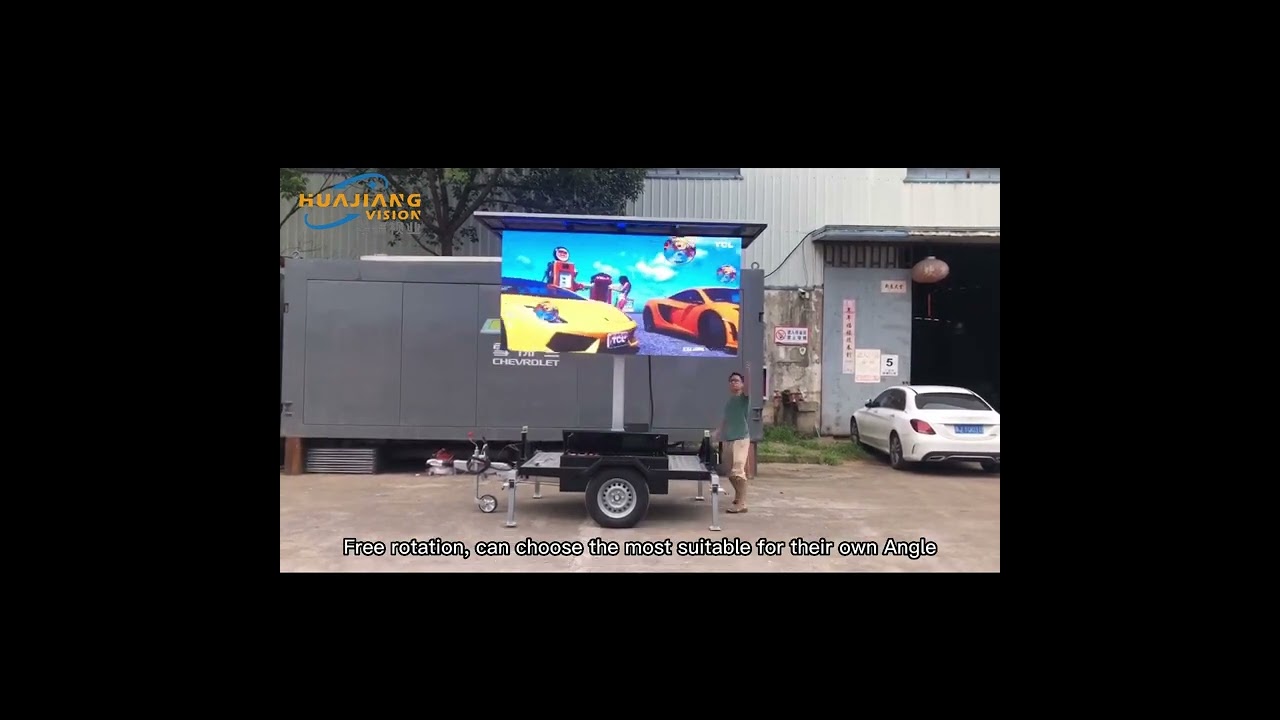 Solar panel powered P4 outdoor mobile LED trailer display signage
