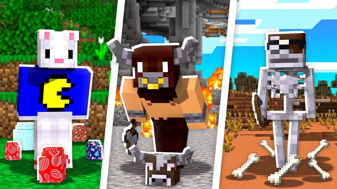 Minecraft MAS temos RAÇAS diferentes! #8 🐰🐂💀