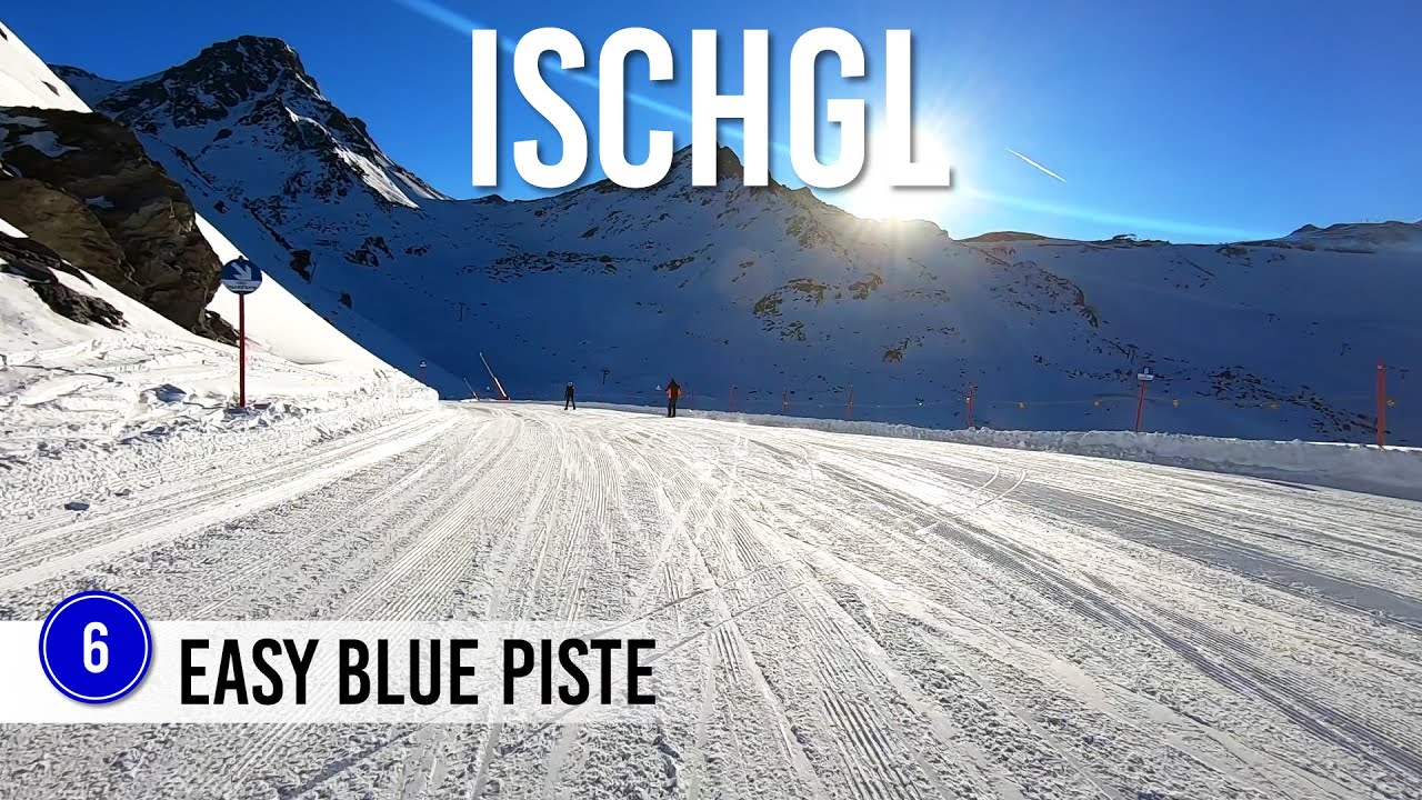 Skiing easy blue piste 6 in Ischgl Samnaun