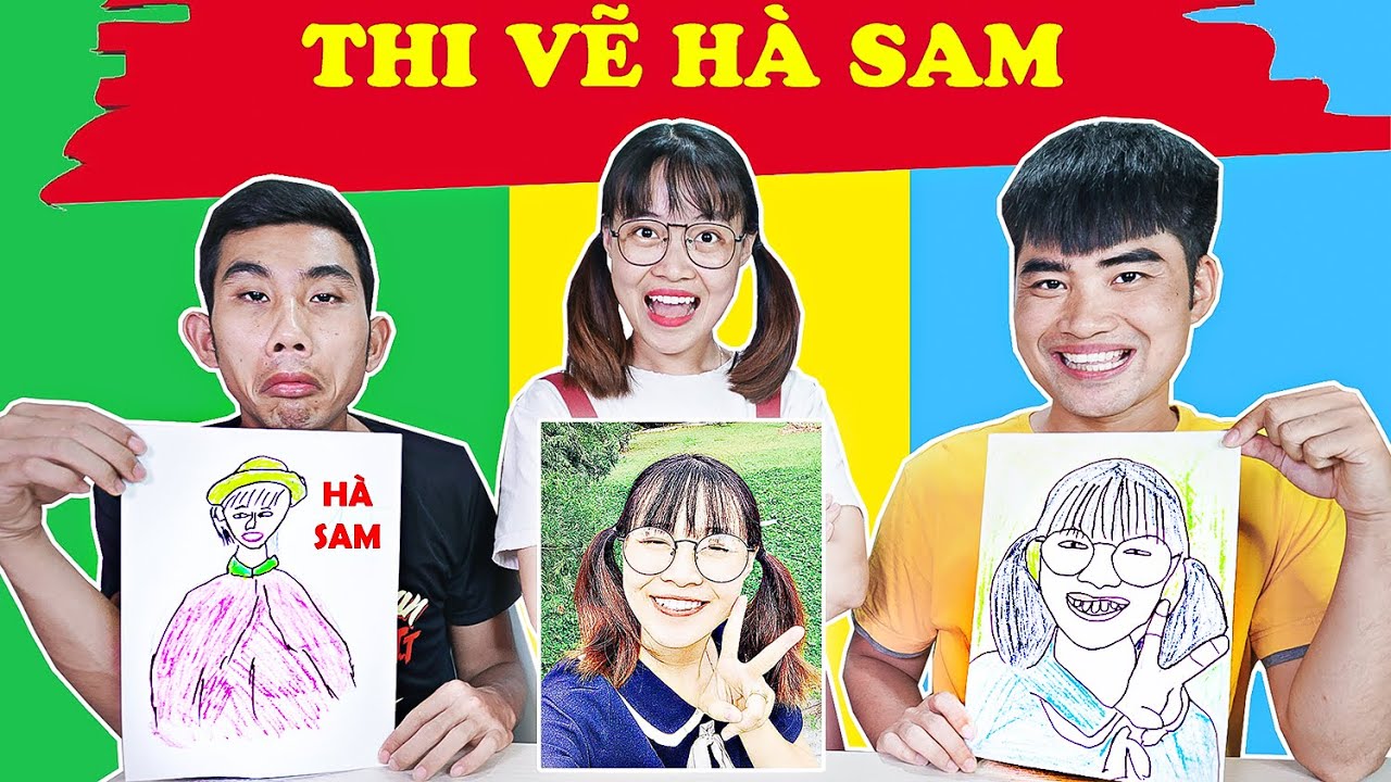 Gấu Đỏ TV - Thử Thách Vẽ Chị Hà Sam, Hậu Hoàng Và Bà Tân Vlog - Ai Vẽ Đẹp Nhất Sẽ Giành Tiền Thưởng