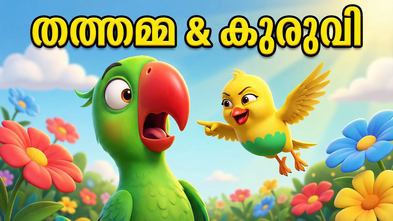 തത്തമ്മയും കുരുവിയും 😂 | Funny Birds Kids Song | Malayalam Kids Cartoon