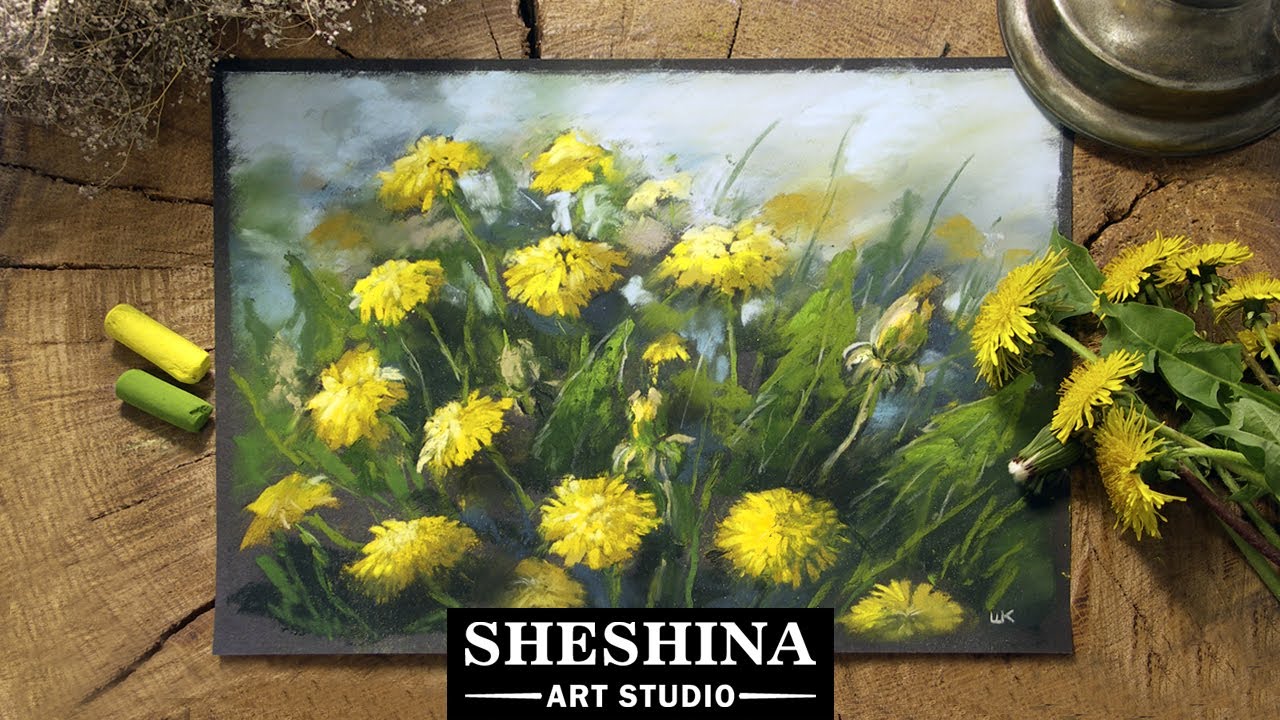 How to draw dandelions with soft pastels 🎨 Flowers