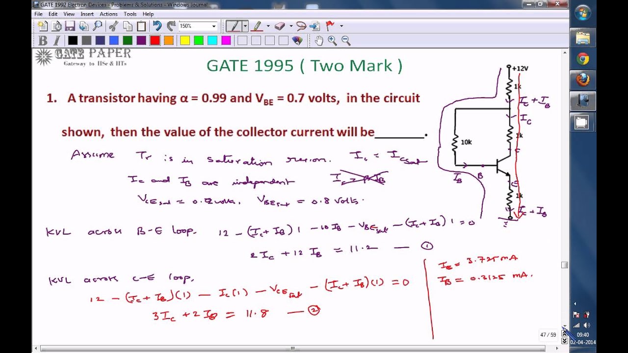 GATE 1995 ECE Transistor Biasing and Q point