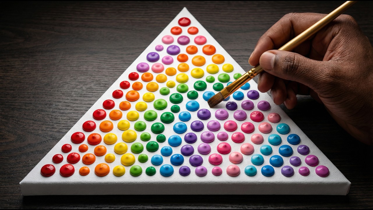 WOW! Satisfying 3D Acrylic Dollops on Triangle Canvas | ASMR Art