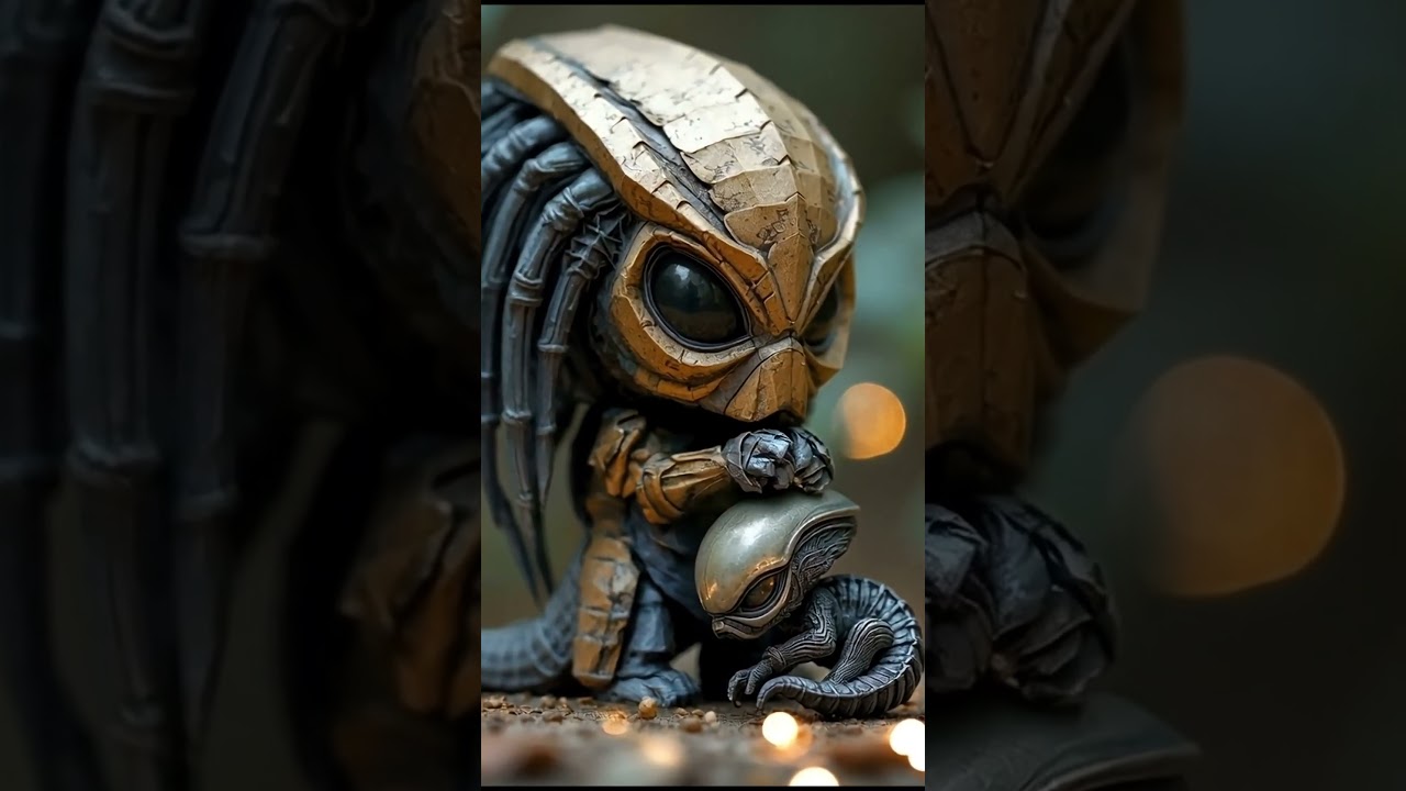 AI Baby Predator Just Adopted a baby Alien! #adorable #cuteanimals #aigenerated