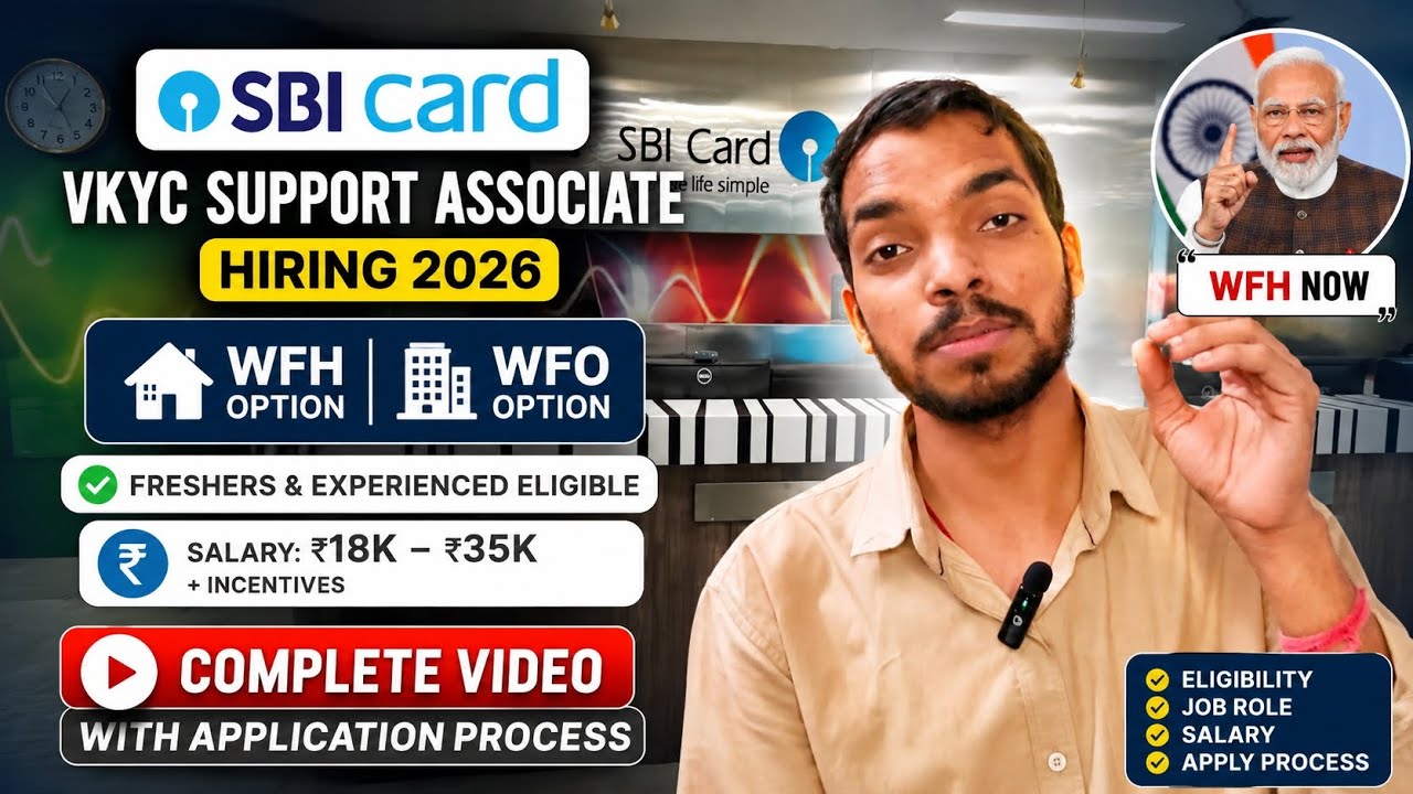 SBI Card VKYC Hiring 2026 ✅ Work From Home Option | Freshers Eligible | Salary Up To ₹35K | #sbi