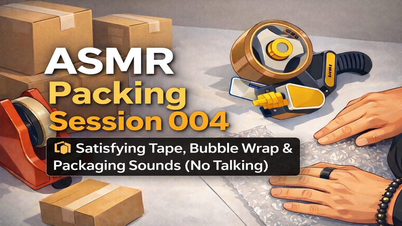 ASMR Packing Session 004 📦 | 3 Orders – Satisfying Tape, Bubble Wrap & Box Sounds (No Talking)