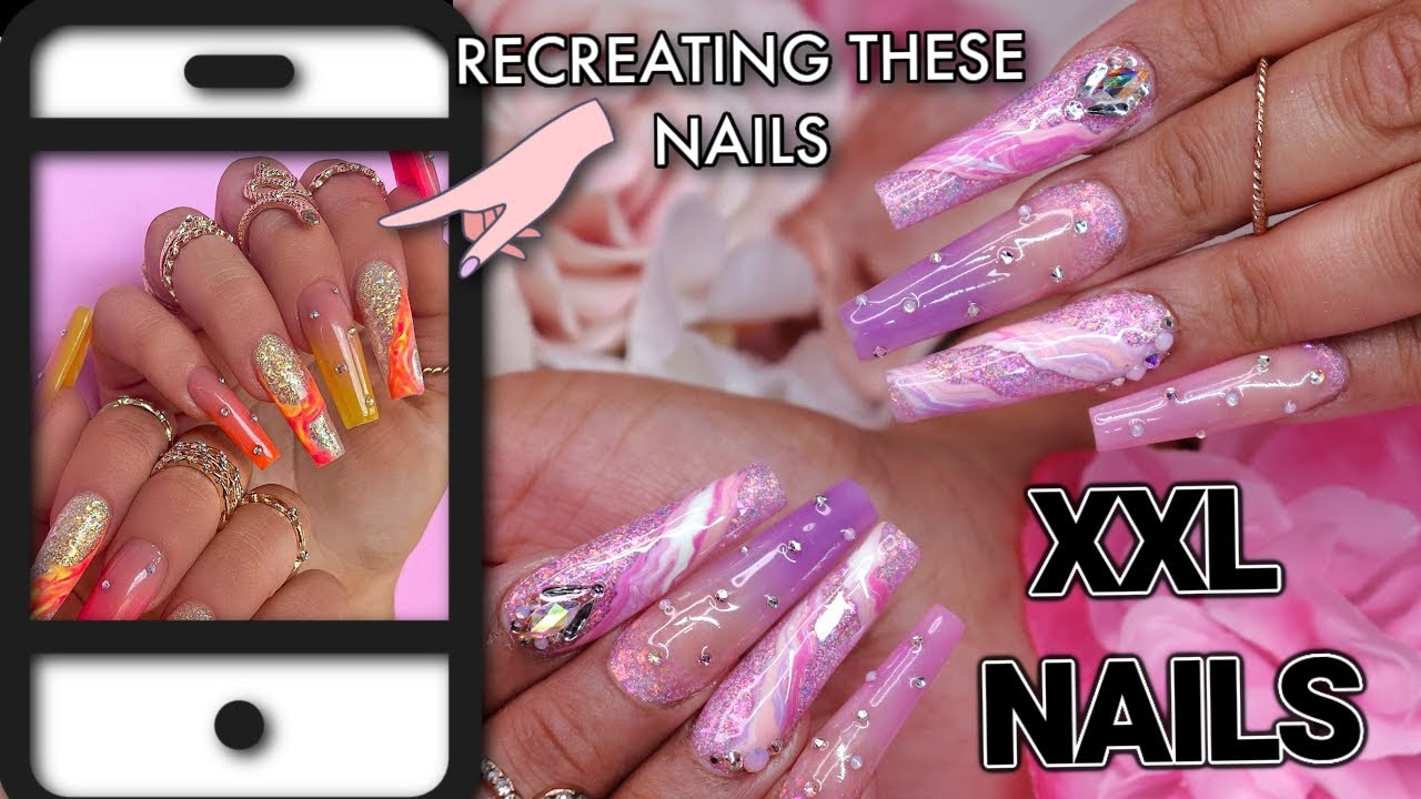 doing XXL nails on a client. Full set, prep application of encapsulated acrylic and finish filing