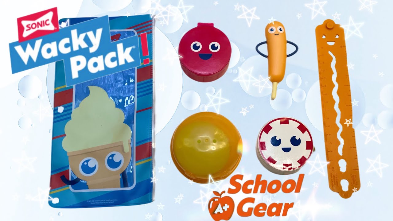 Sonic Wacky Pack SCHOOL SUPPLIES COMPLETE Set of 6 ~ Fast Food Collectable Set ~ Adult Collector