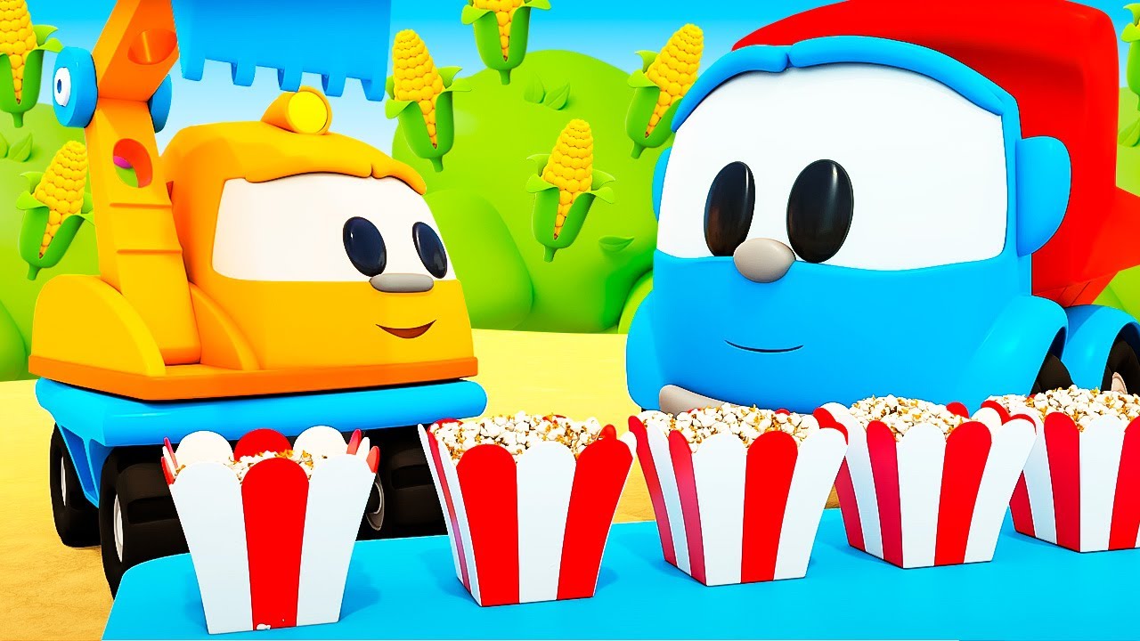 Vamos comer pipoca com a turma do Léo, o caminhão! Desenho animado infantil