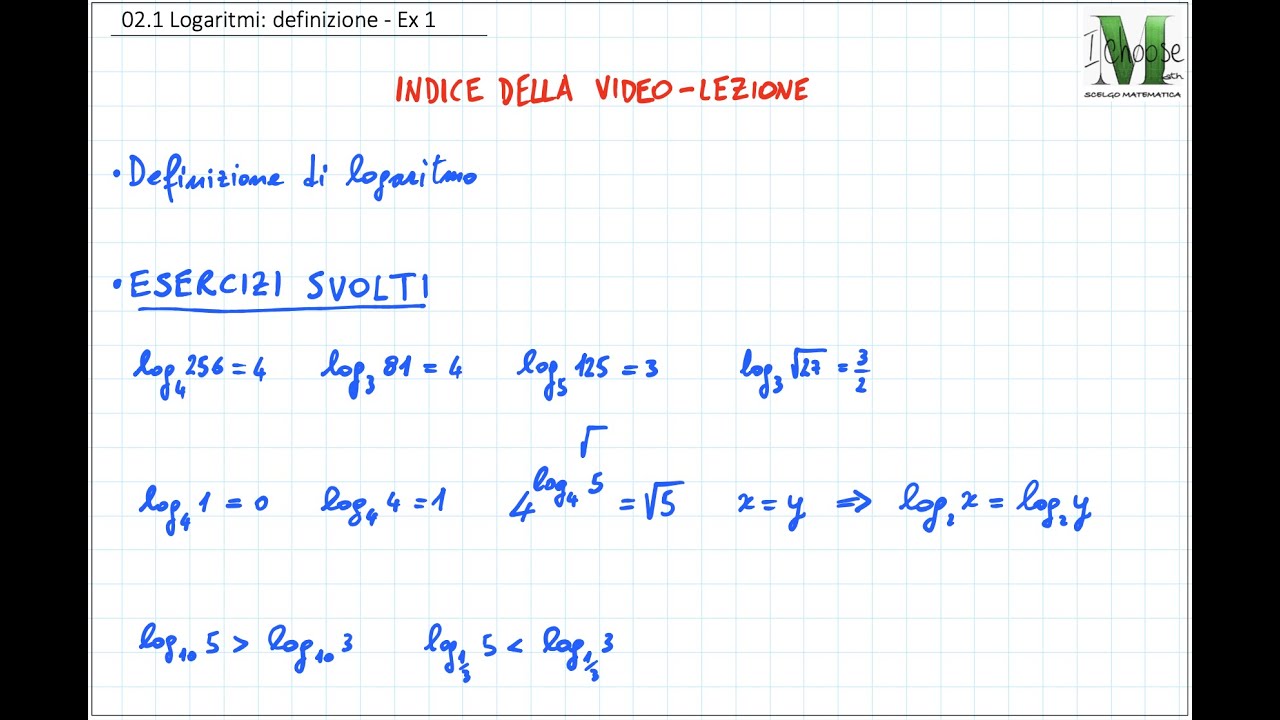 02.1 Logaritmi: definizione - Ex 1