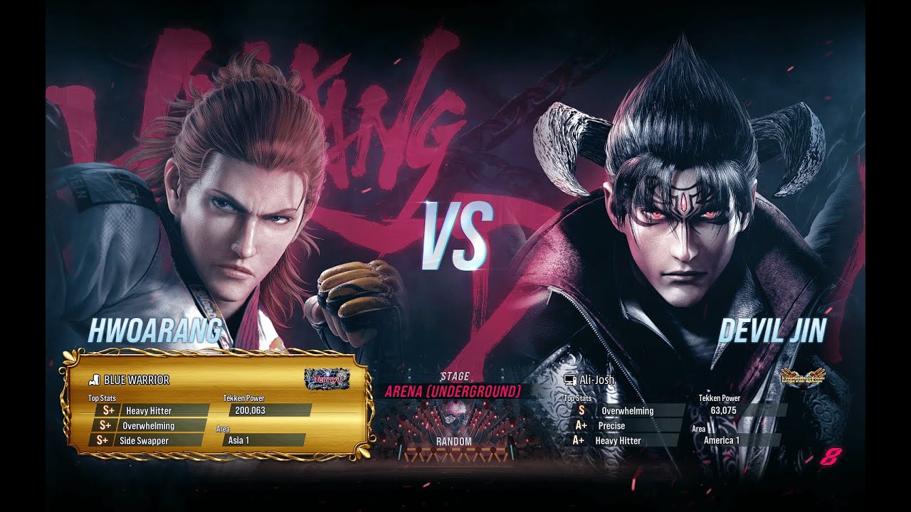 Tekken 8 Hwoarang (Blue Warrior) vs Devil Jin (Ali-Josh)