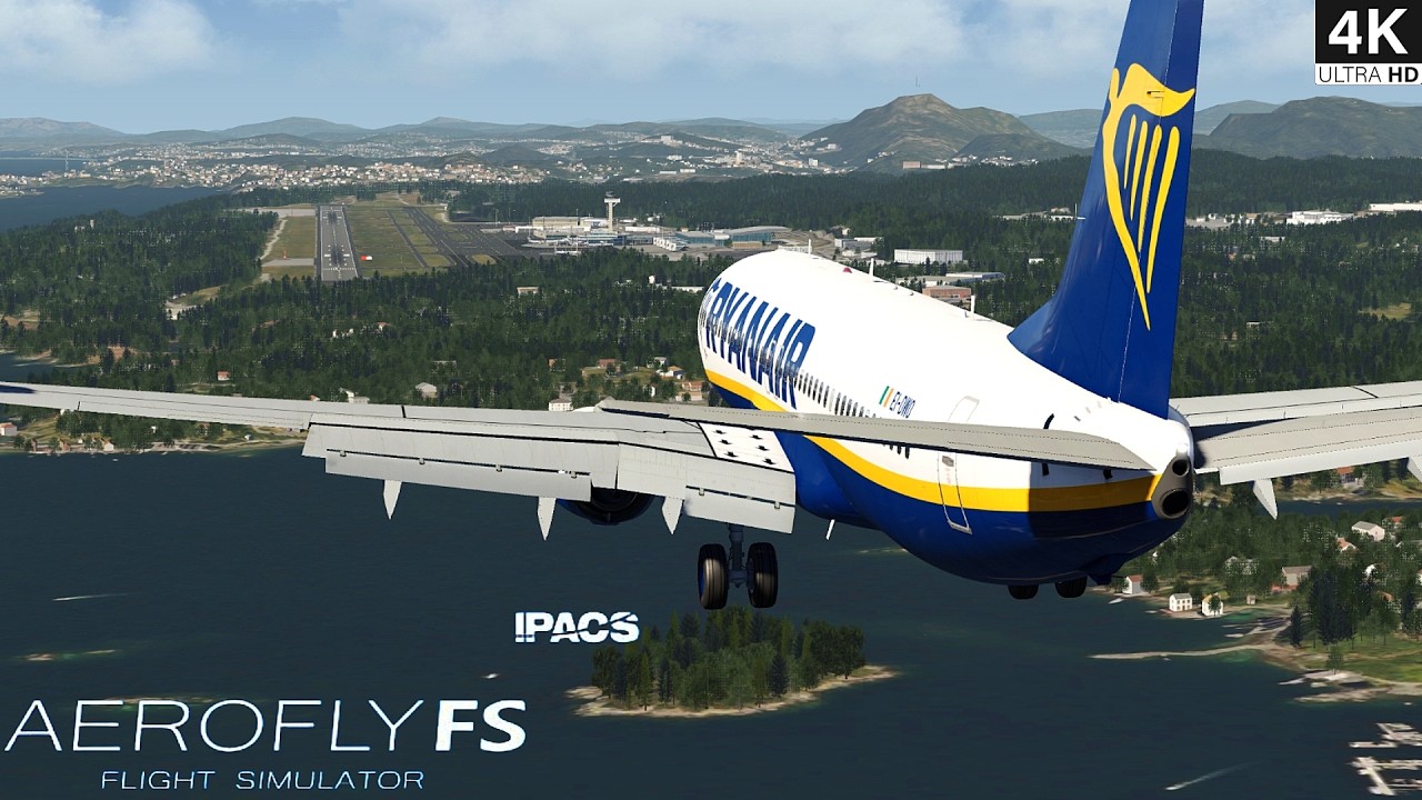 4K | Aerofly FS Global | Корфу &mdash; Берген Флесланд | Boeing 737-800 | RNav заход на посадку