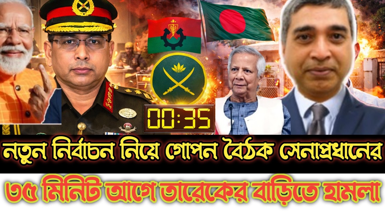 নতুন নির্বাচন নিয়ে গোপন বৈঠক সেনাপ্রধানের। ৩৫ মিনিট আগে তারেকের বাড়িতে হাম-লা।