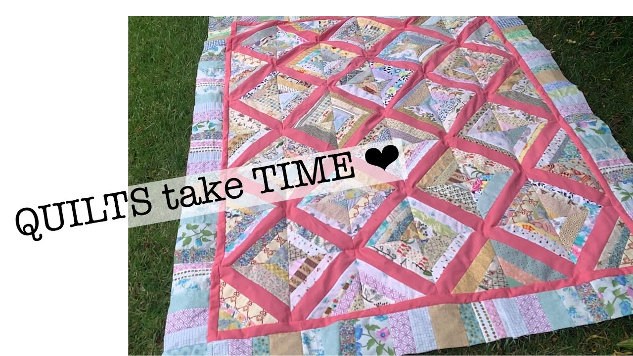 Quilts take time | finishing my $1 quilt | string quilt | sew along with me