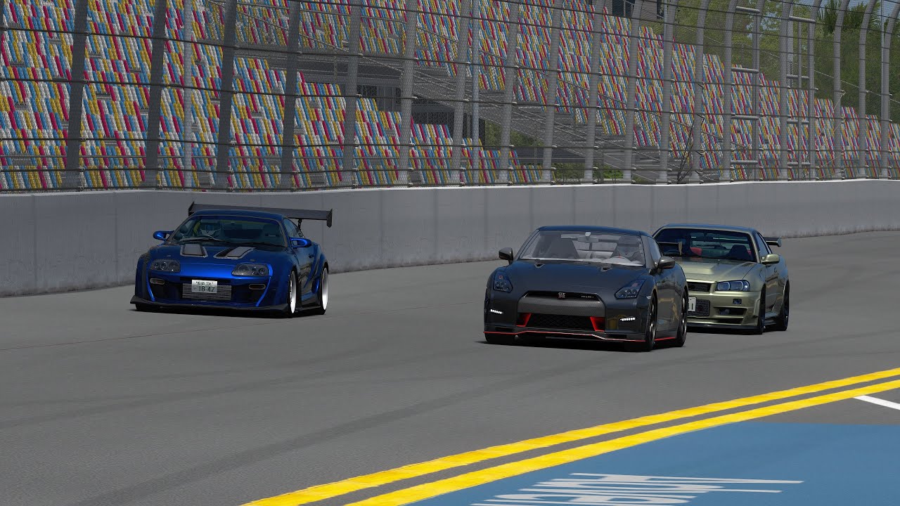 Toyota Supra Mk4 Varis Supreme Vs Nissan GTR Nismo VS Nissan Skyline GTR R34 Z-Tune At Daytona