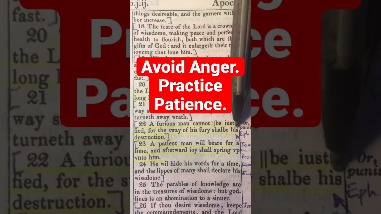 Avoid Anger; Practice Patience. Ecclesiasticus 1:22-23 #Israel #Patience