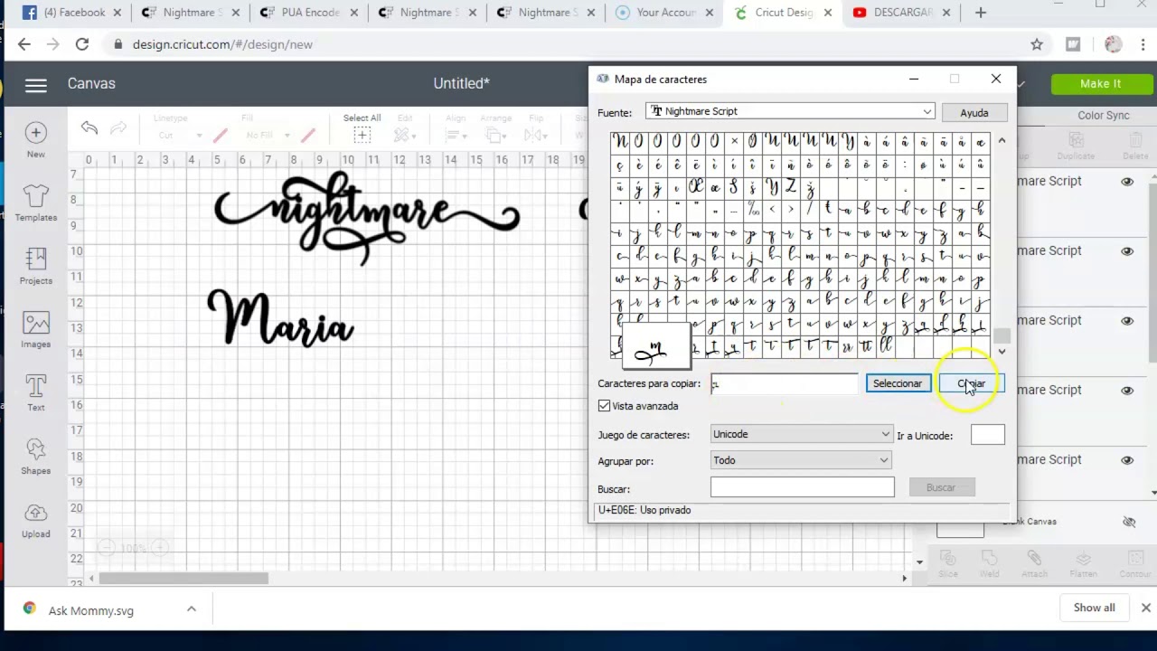 AGREGAR DETALLES A LETRAS CON MAPA DE CARACTERES