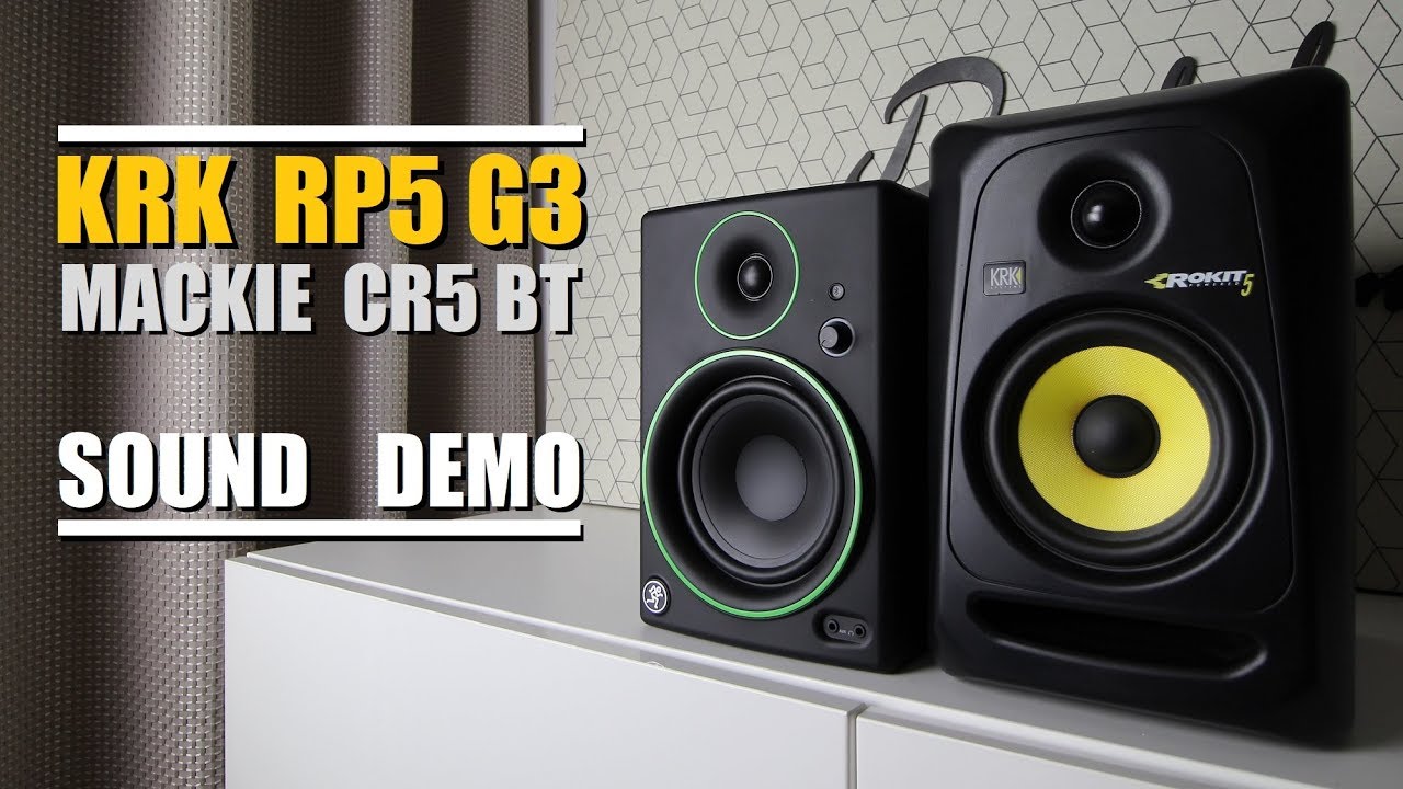 Mackie CR5 BT vs KRK Rokit 5 RP5 G3  ||  Sound Demo w/ Bass Test