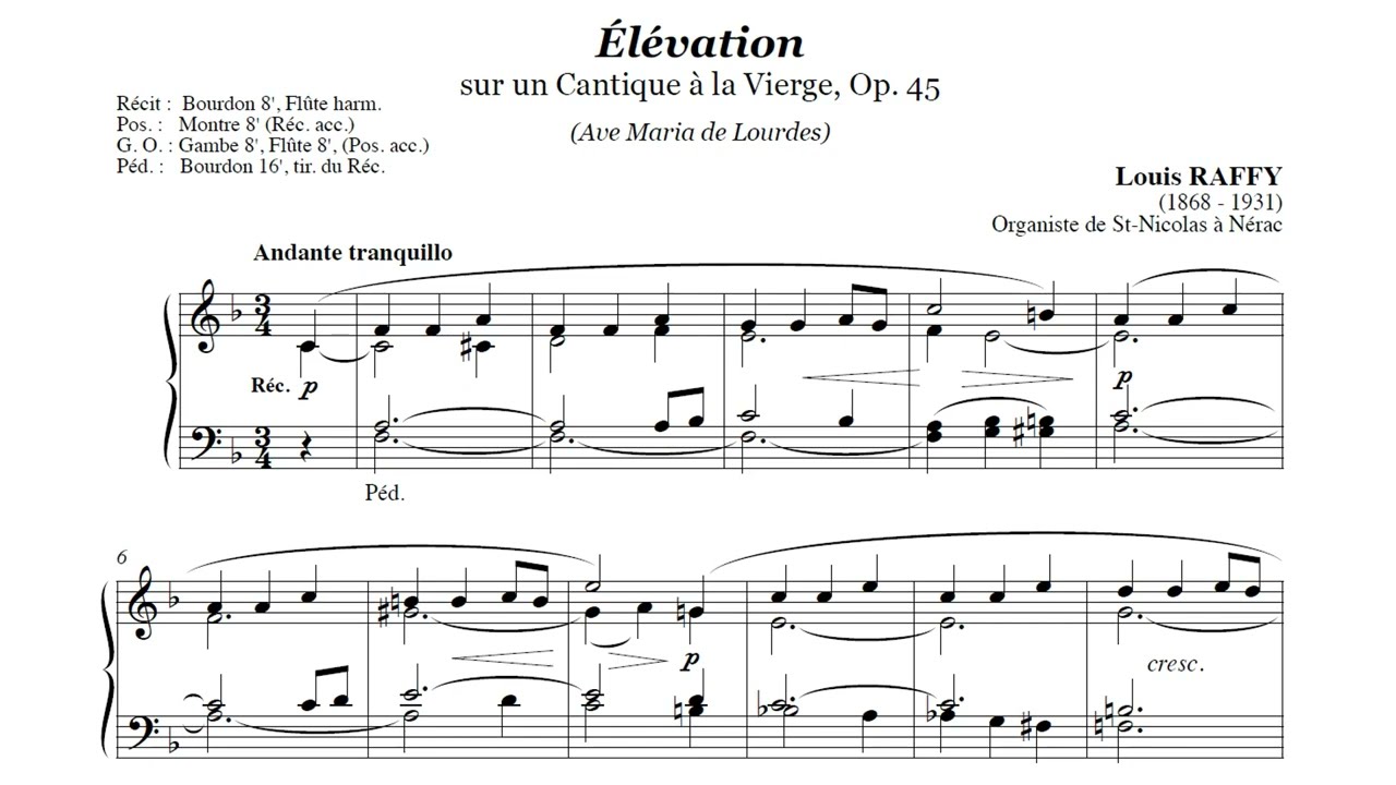 Louis Raffy: Élévation sur un Cantique à la Vierge, Op.45
