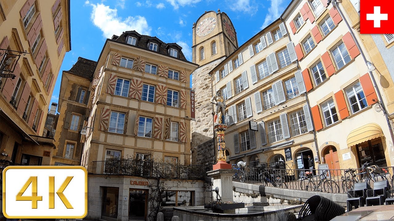 Old Town walk in Neuchâtel, Switzerland | Spring 2021【4K】