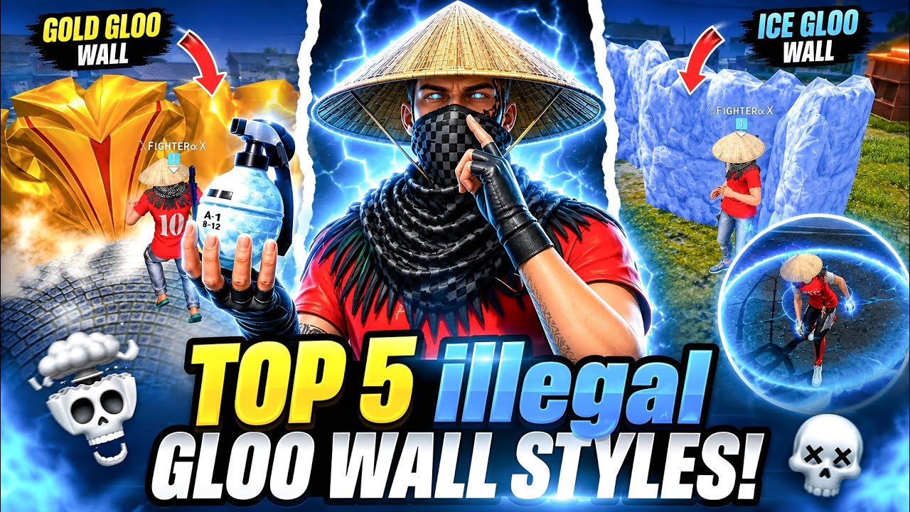 TOP 5 UNIQUE GLOO WALL STYLE TRICK 🤫 FREE FIRE ILLEGAL GLOO WALL TRICK 🚀