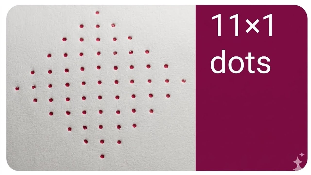 11×1 dots easy and simple rangoli designs | muggulu | kolam 