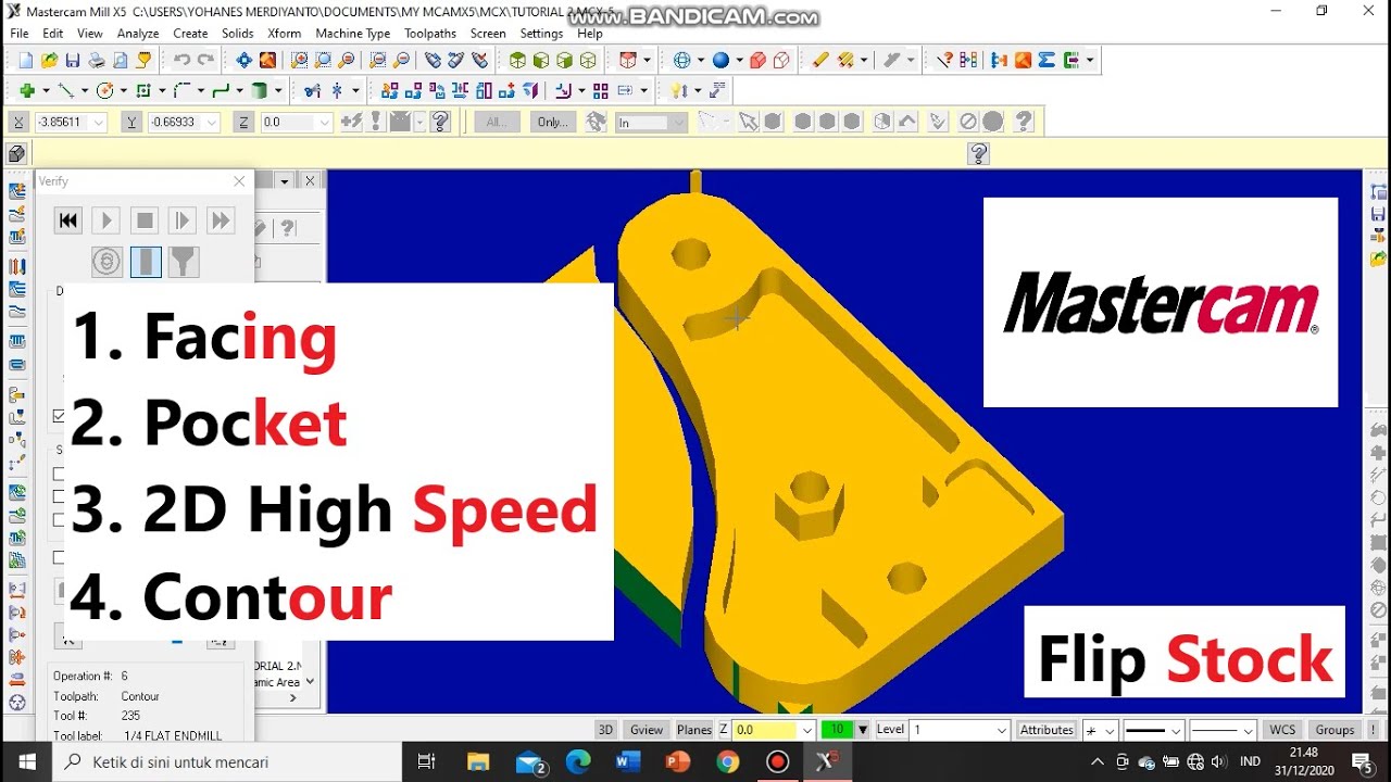 MASTERCAM X5 BASIC CNC MILLING || TUTORIAL MASTERCAM |Mudah dipahami !!
