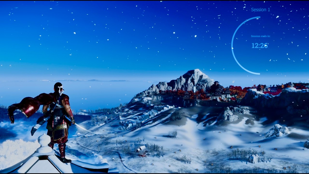 POV: You are studying with Jin Sakai in snow (Ghost of Tsushima) ❄️ 1HR Snow Village flute Pomodoro