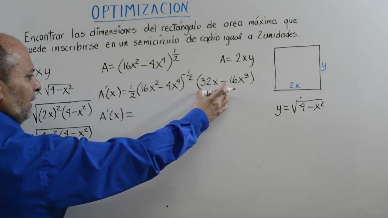 RECTANGULO DE AREA MAXIMA INSCRITO EN SEMICIRCUNFERENCIA. Optimización