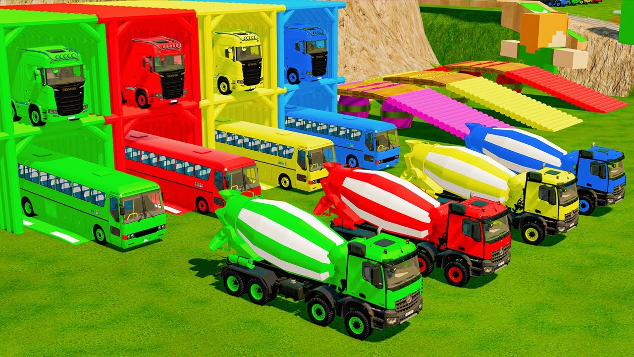 ALL MIXER TRUCKS on DOUBLE FLATBED - MAN, LIZARD & RENAULT | FS22