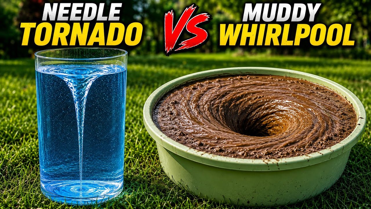 🇺🇸 Needle Tornado vs Muddy Whirlpool 🌪️🟤 | Tiny Vortex vs HUGE Muddy Hole! #tornado #whirlpool