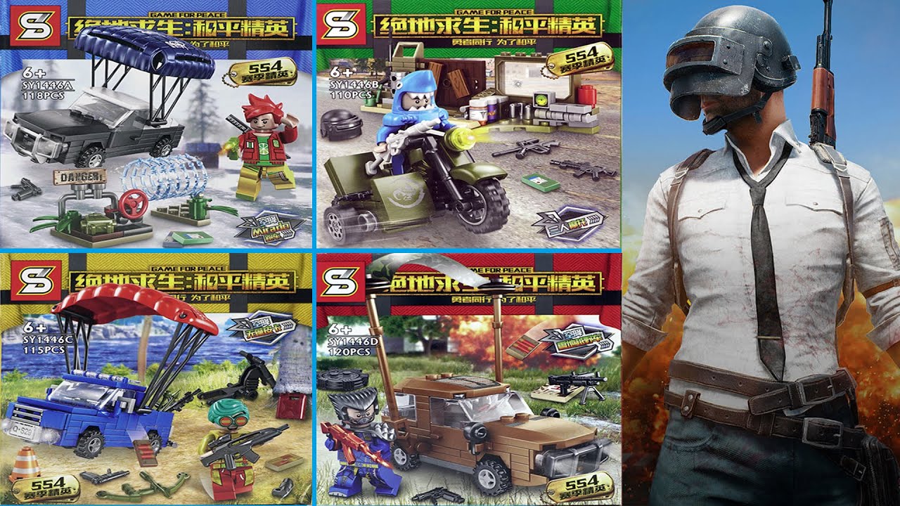 Lego PUBG 4 Sets PUBG Vehicles Weapons and Minifigs Unbox & Build SY1446  Unofficial legos