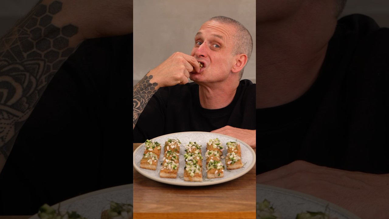 Crispy Rice with Satay and Lime Leaf #shorts #recipe #cooking