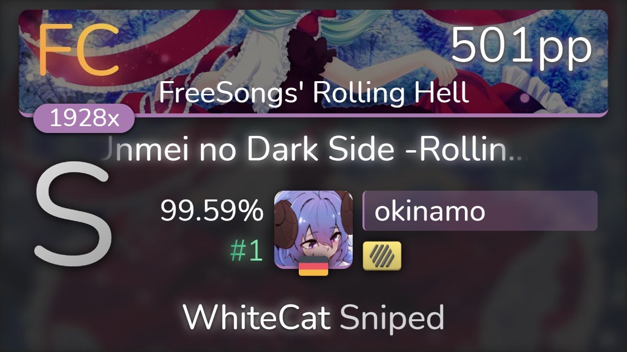 okinamo | Kanpyohgo - Unmei no Dark Side -Rolling Gothic mix [FreeSongs'] +HD 99.59% {#1 501pp FC}