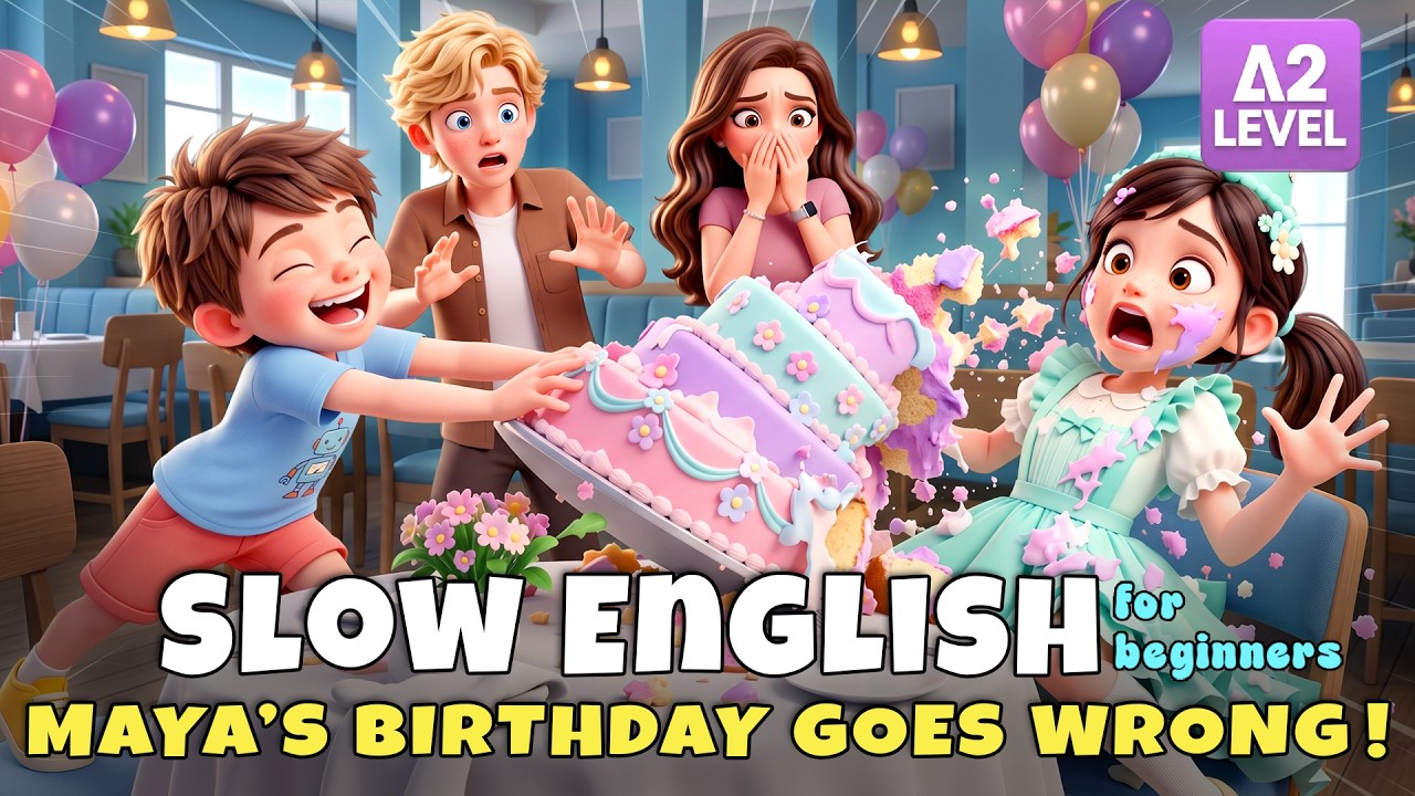 Leo Pushed the Birthday Cake Into Maya's Face... And It Wasn't Funny! | Slow English (A2 Level)