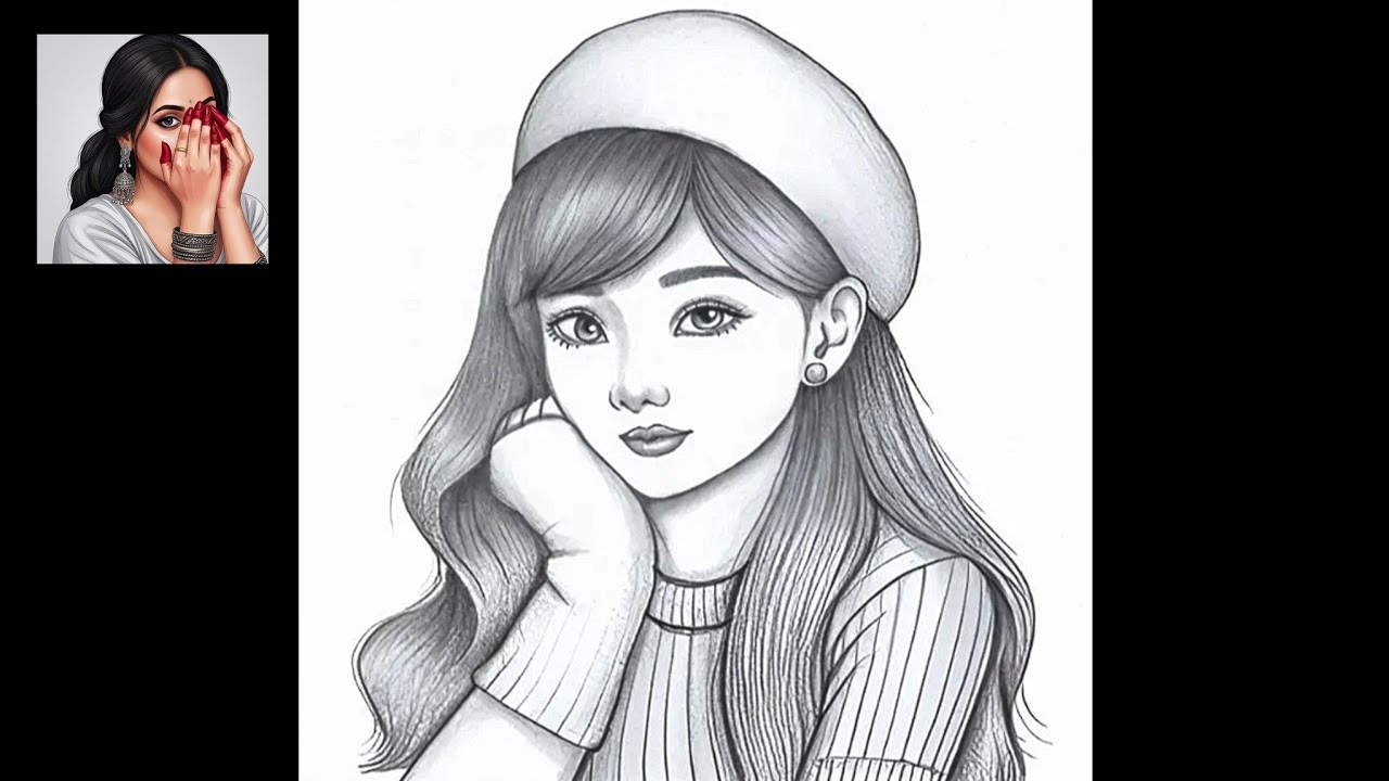 How to draw a cute Girl wearing Hat - Step by Step Tutorial || Pencil sketch for beginner || Drawing