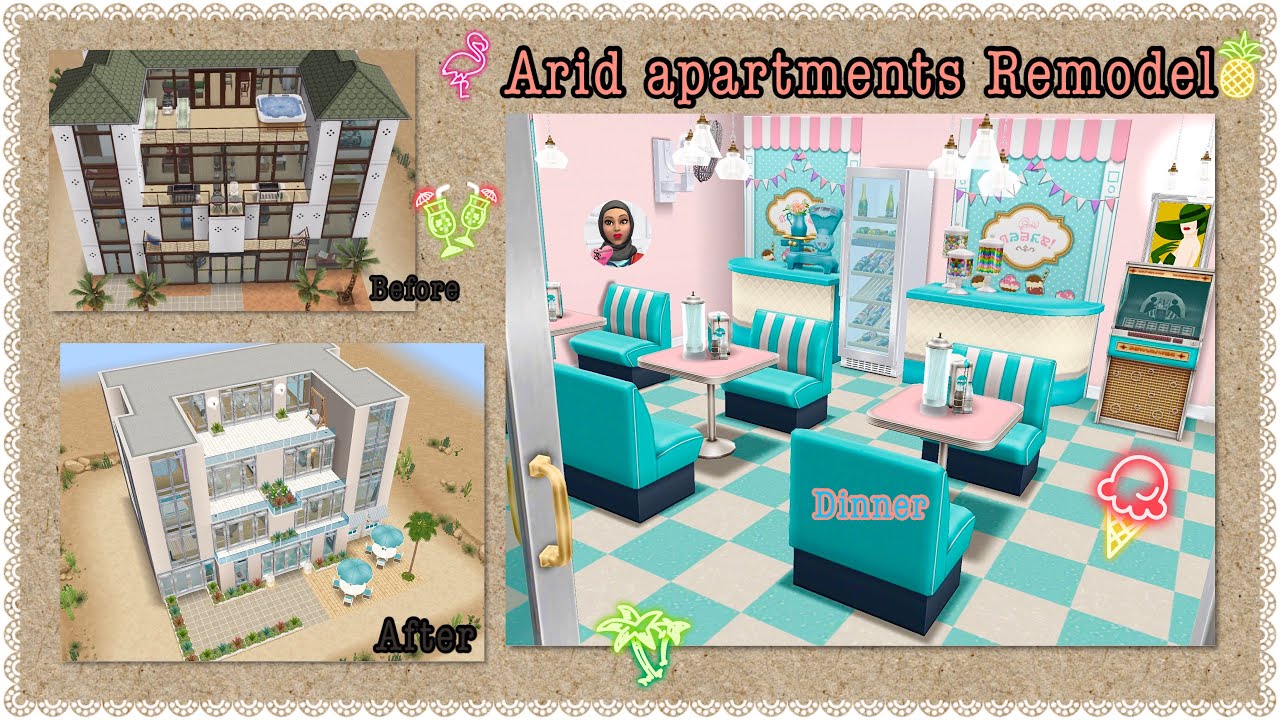 Sims Freeplay✨ Arid apartments Remodel✨ Diner AR tour✨