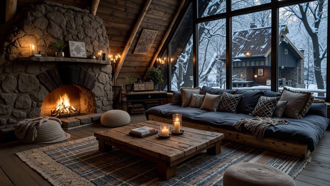 Cozy Winter Cabin Acoustic Guitar Ambience ❄️ Теплые мелодии акустической гитары в стиле фингерстайл
