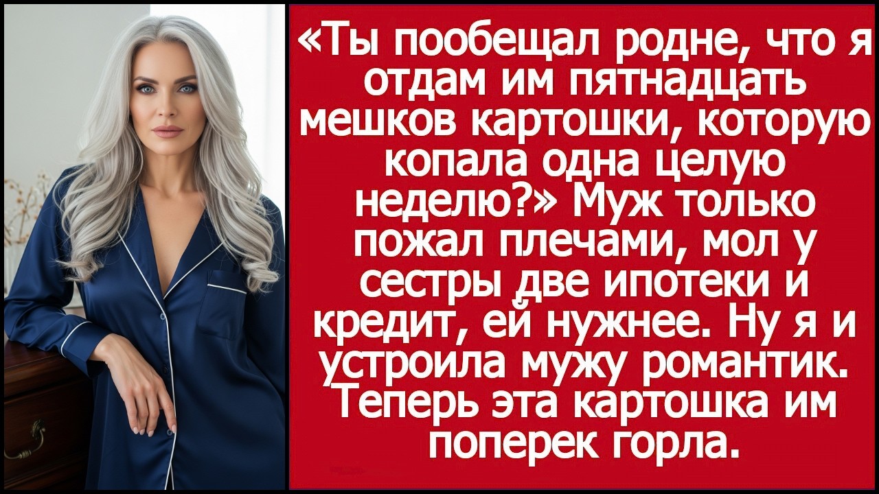 Ты пообещал родне, что я отдам им пятнадцать мешков картошки, которую копала одна целую неделю
