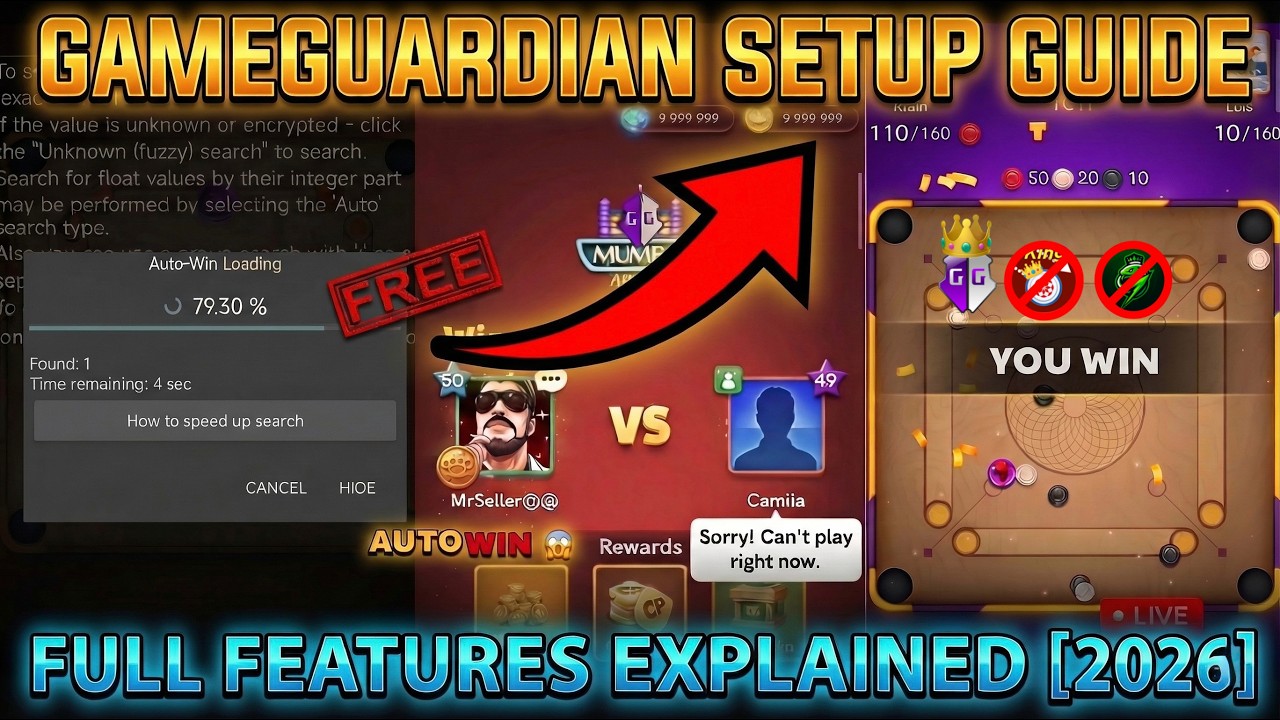 How to use Gameguardian 😱 in Carrom Pool🎯 | One shot win game🥶 | Gameguardian Full Setup Video 2026🏓