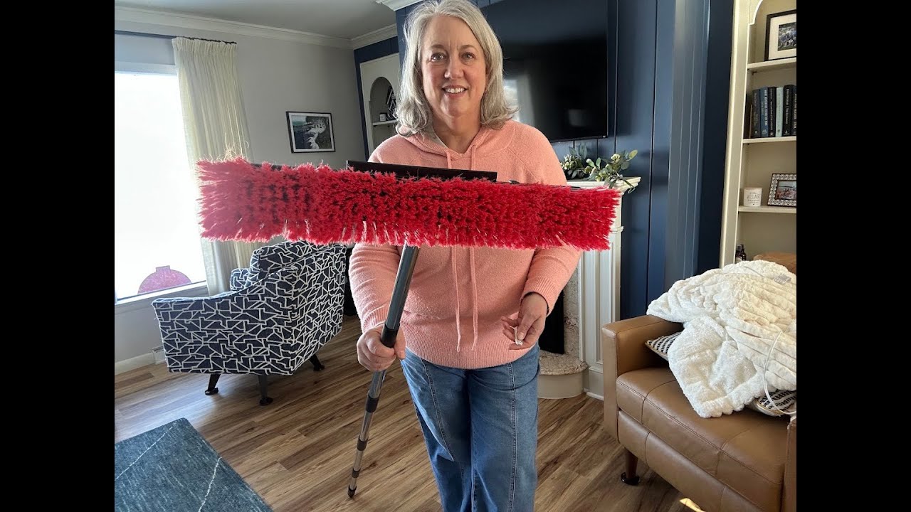 Outdoor & Commercial Heavy-Duty Push Broom with Adjustable Handle for Garage,  Driveway, Sidewalk