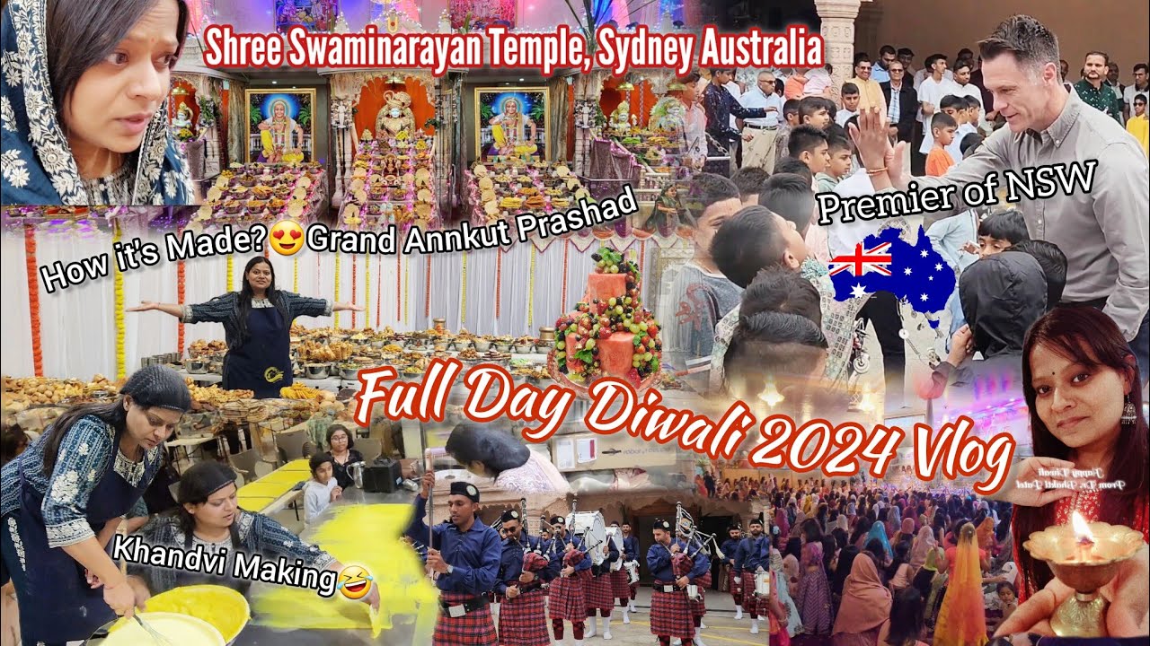 DIWALI DAY IN AUSTRALIA 2024🇦🇺🪔|Morning to Night Vlog #diwali #vlog #australia #swaminarayan #live