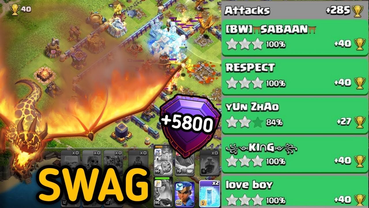+5800 Legend League Attacks | Superdragons + OWERGROWTH Spell  | clash of clans