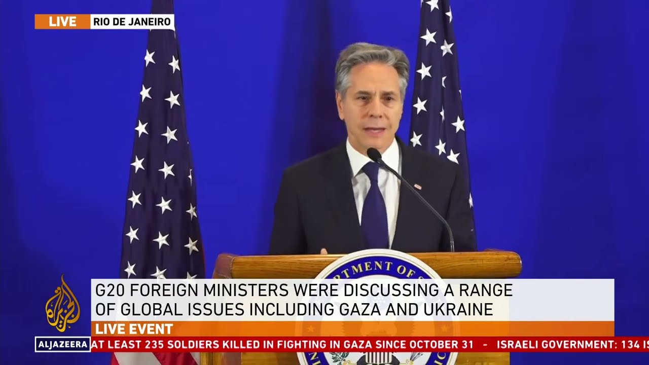 Blinken's live speech from the G20 meeting in Brazil