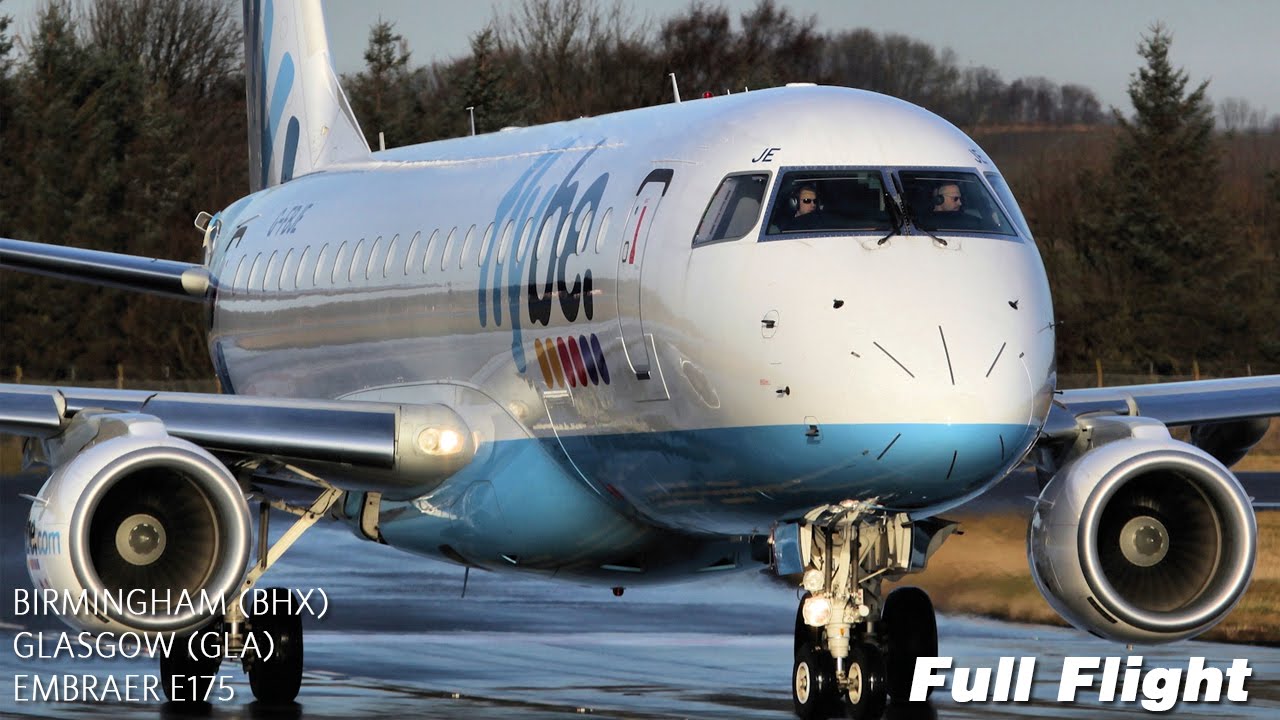 Flybe Весь полет | Бирмингем Глазго | Embraer E175 (с УВД)