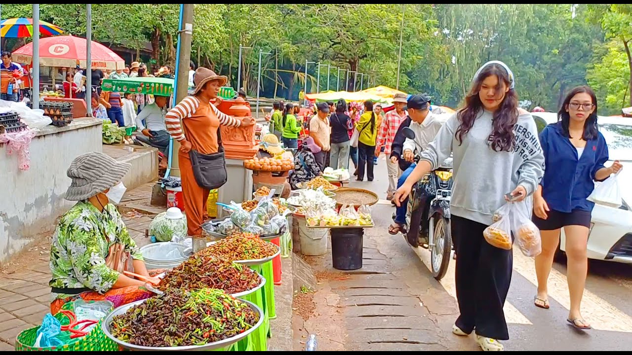 Cambodia Countryside Street Food Tour, Kampong Cham Province Street Food, Phnom Penh Market, & More