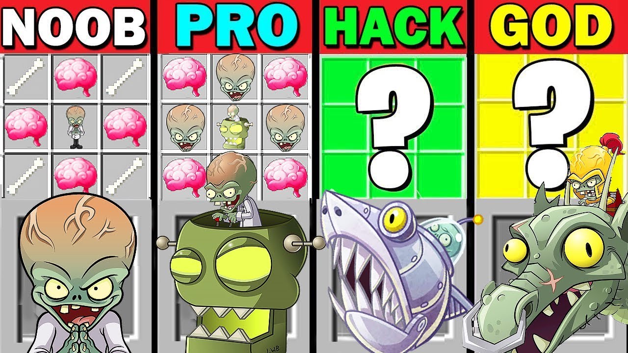 MINECRAFT BATTLE NOOB VS PRO VS HACKER VS GOD CRAFT PLANTS VS ZOMBIES Zomboss MINECRAFT TROLLING MAP