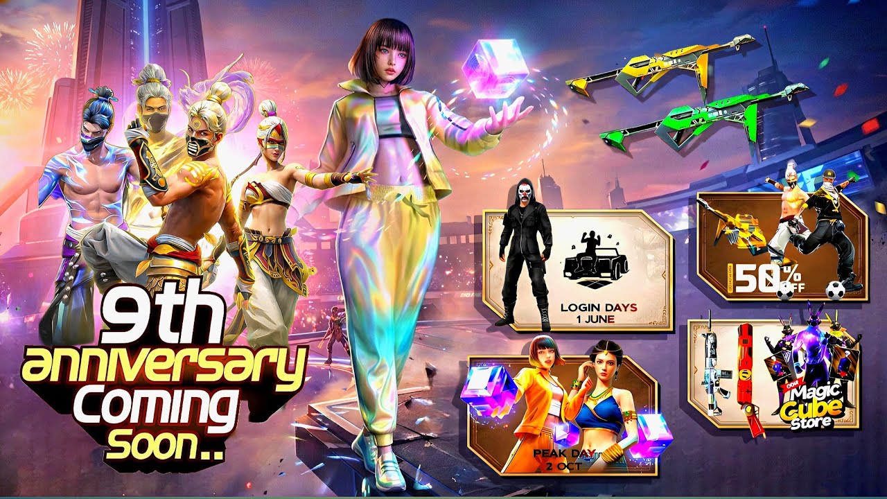 9th Aniversary Event Free Rewards 💥🤩 Gift Store 50%| free fire new event | ff new event|new event ff