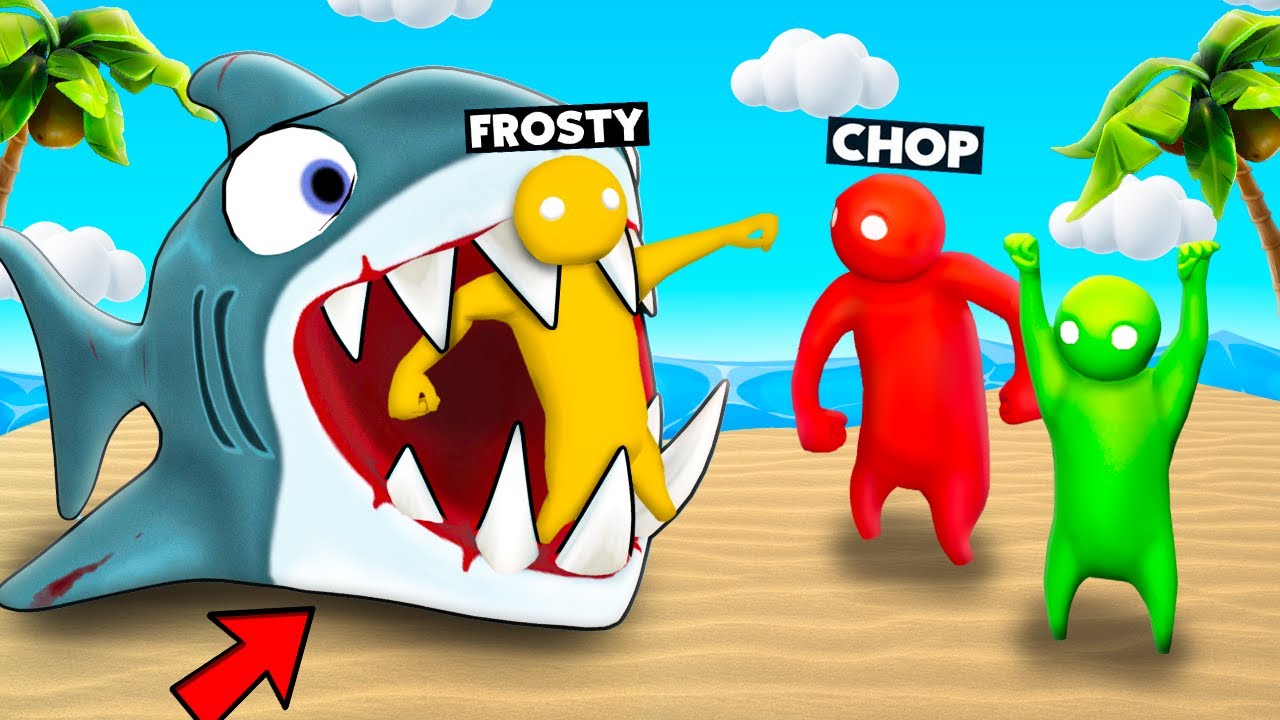 GANG BEASTS CHOP GOT STUCK IN BETWEEN SHARK TEETH